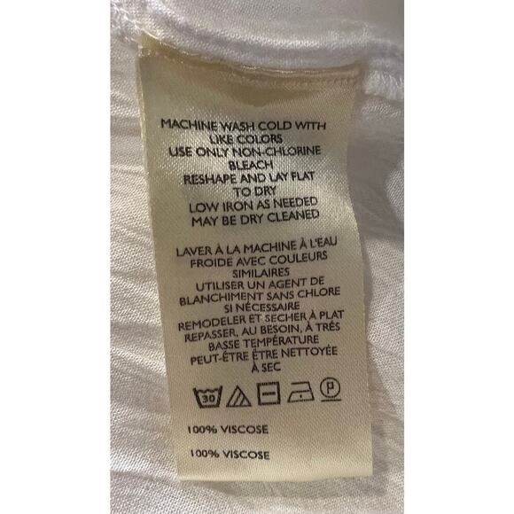 Anthropologie Maeve Short Sleeve Ruffle Yoke Blouse in White - Picture 8 of 11